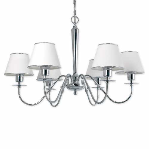 ARAÑA 6 LUCES E27 CROMO C/LIENZO BLANCA /VIROLA AR4725-06 YLBW